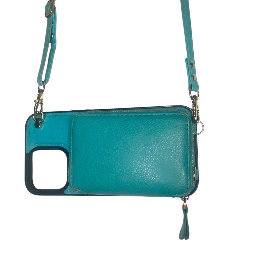 Aqua Blue Crossbody 14 Pro Max iPhone 10 Card Wallet Case